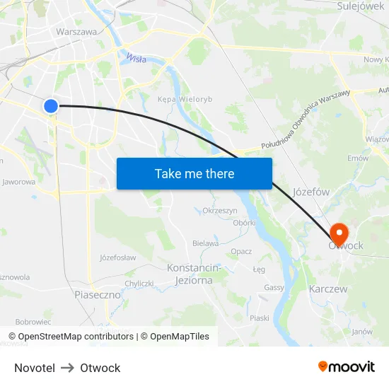 Novotel to Otwock map