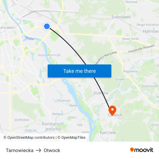 Tarnowiecka to Otwock map