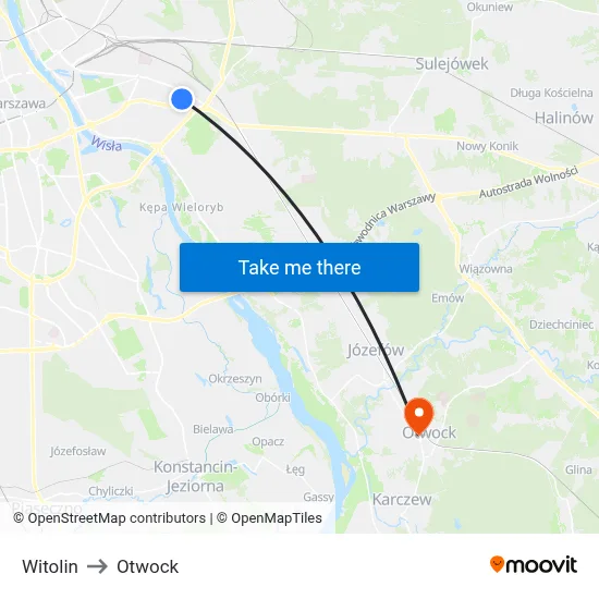Witolin to Otwock map