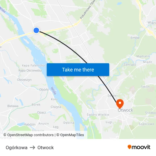 Ogórkowa to Otwock map