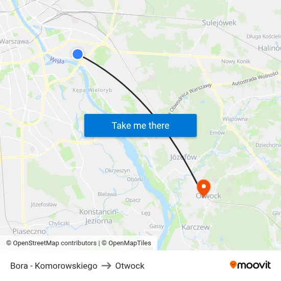 Bora - Komorowskiego to Otwock map