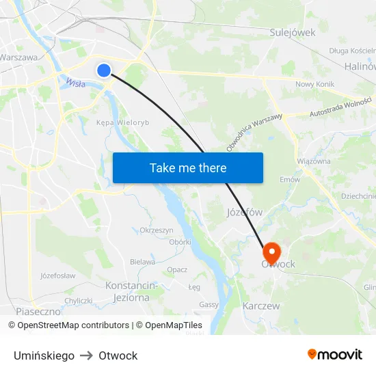 Umińskiego to Otwock map