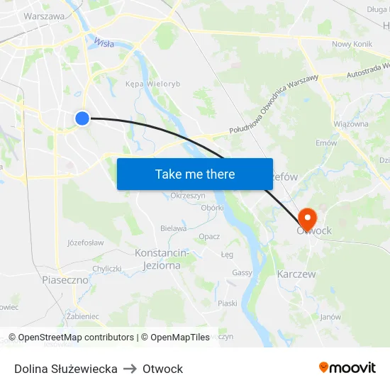 Dolina Służewiecka to Otwock map