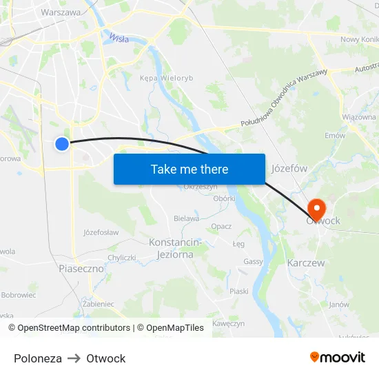 Poloneza to Otwock map