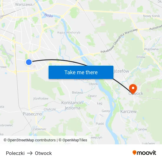 Poleczki to Otwock map