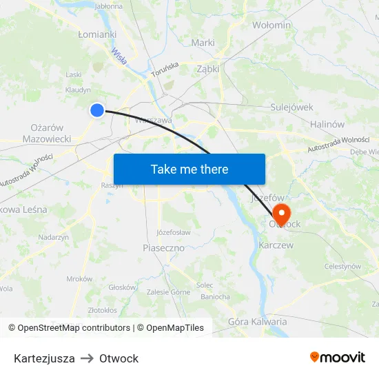 Kartezjusza to Otwock map