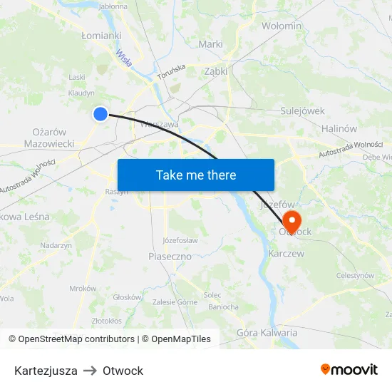 Kartezjusza to Otwock map