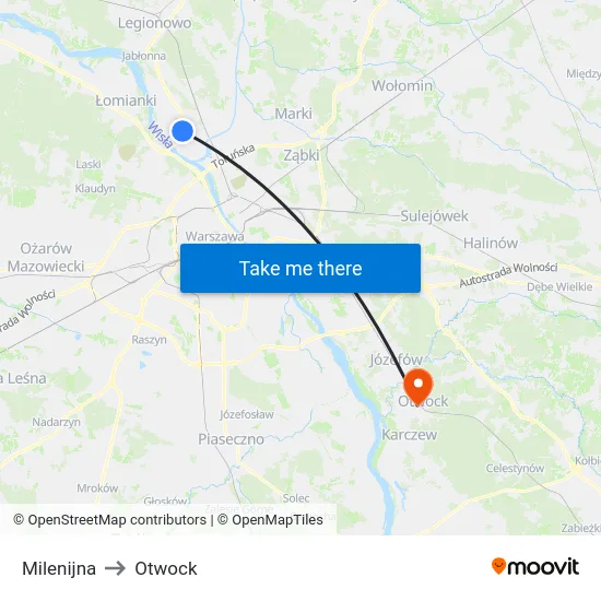 Milenijna to Otwock map