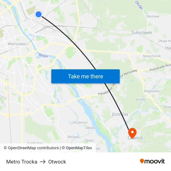 Metro Trocka to Otwock map