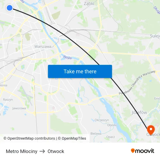 Metro Młociny to Otwock map