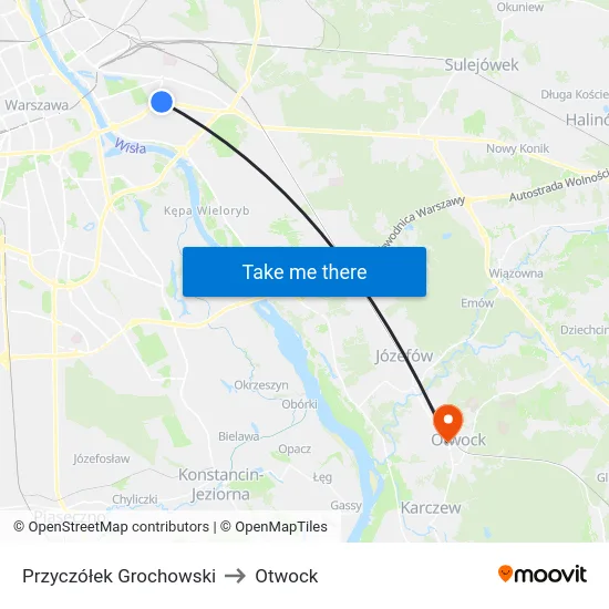 Przyczółek Grochowski to Otwock map