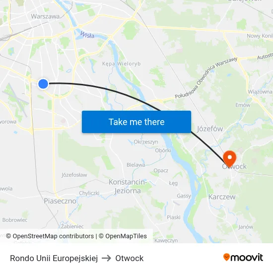 Rondo Unii Europejskiej to Otwock map