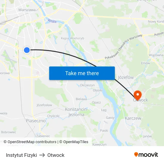 Instytut Fizyki to Otwock map
