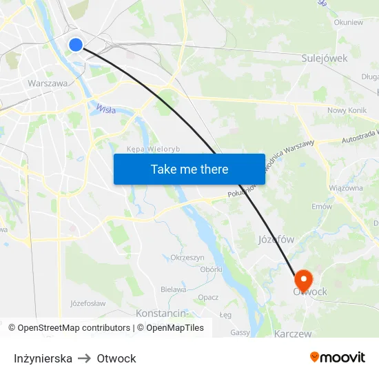 Inżynierska to Otwock map
