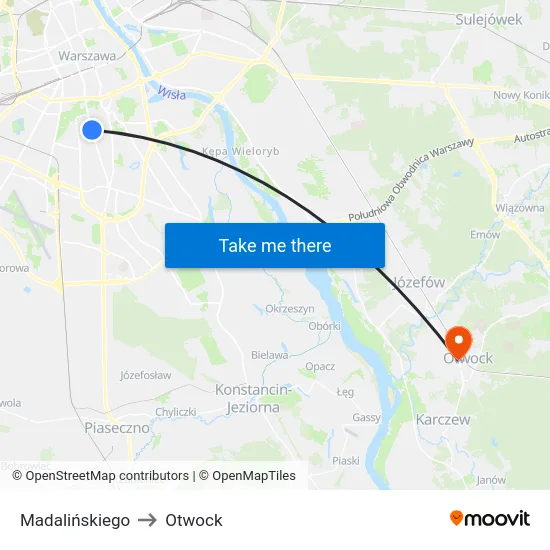 Madalińskiego to Otwock map