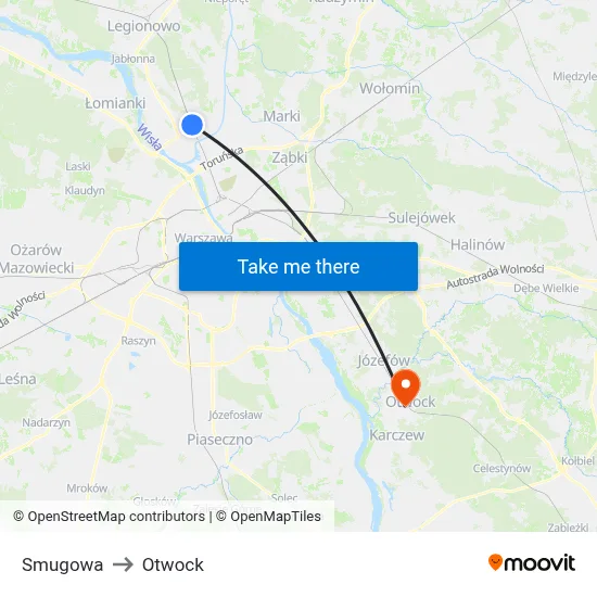 Smugowa to Otwock map