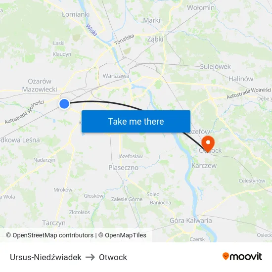 Ursus-Niedźwiadek to Otwock map