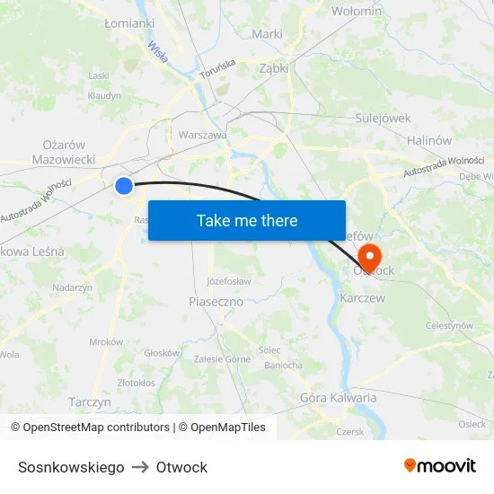 Sosnkowskiego to Otwock map