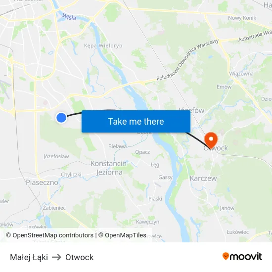 Małej Łąki to Otwock map