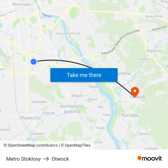 Metro Stokłosy to Otwock map