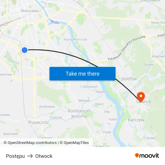 Postępu to Otwock map