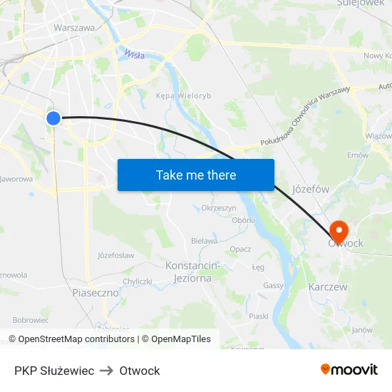 PKP Służewiec to Otwock map