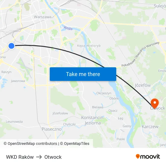 WKD Raków to Otwock map