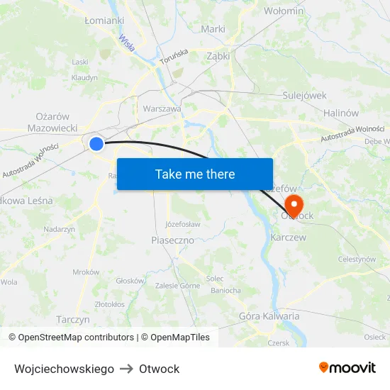 Wojciechowskiego to Otwock map