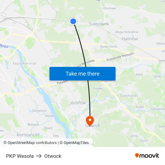PKP Wesoła to Otwock map