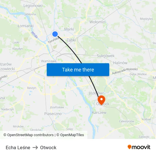 Echa Leśne to Otwock map