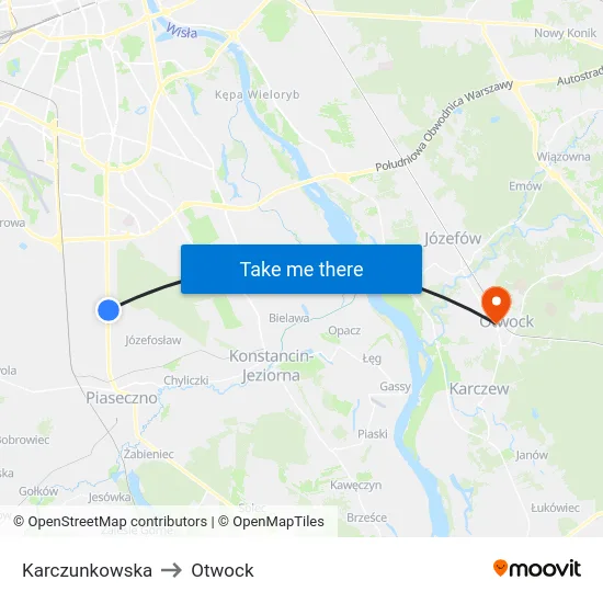 Karczunkowska to Otwock map