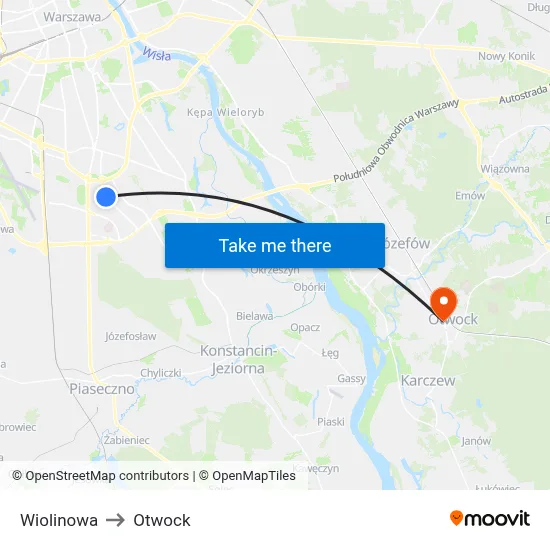 Wiolinowa to Otwock map