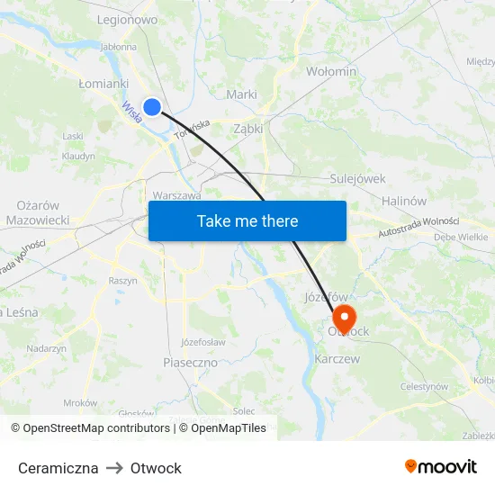 Ceramiczna to Otwock map