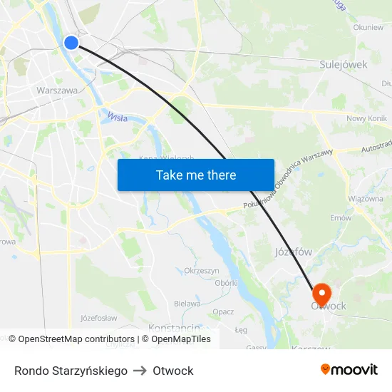 Rondo Starzyńskiego to Otwock map