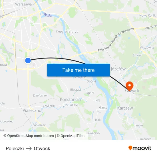 Poleczki to Otwock map