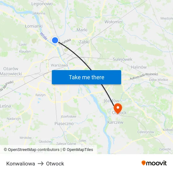 Konwaliowa to Otwock map