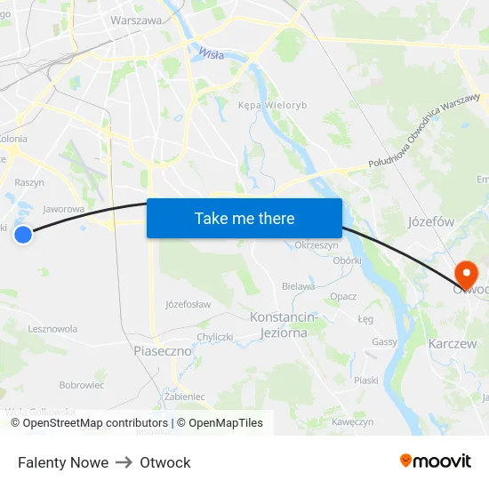 Falenty Nowe to Otwock map