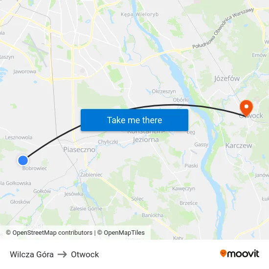 Wilcza Góra to Otwock map
