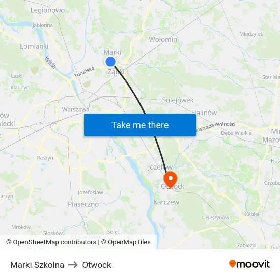 Marki Szkolna to Otwock map