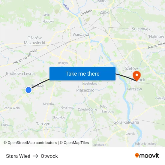 Stara Wieś to Otwock map