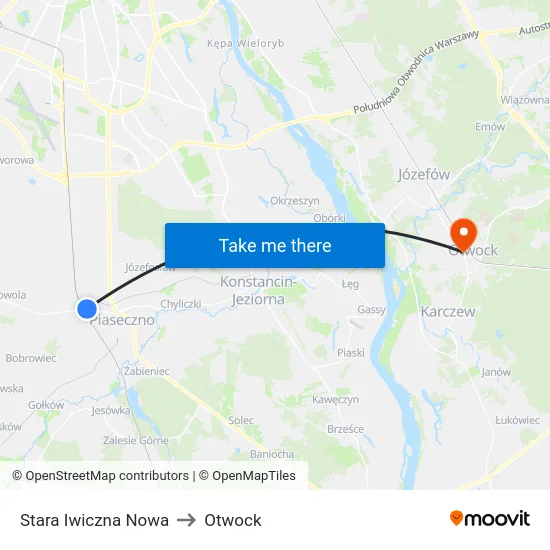 Stara Iwiczna Nowa to Otwock map