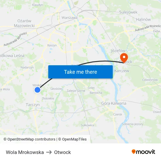 Wola Mrokowska to Otwock map