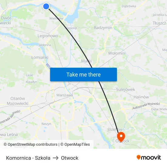 Komornica - Szkoła to Otwock map