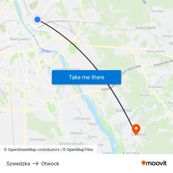 Szwedzka to Otwock map