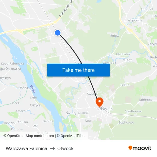 Warszawa Falenica to Otwock map