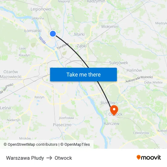 Warszawa Płudy to Otwock map