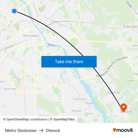 Metro Słodowiec to Otwock map