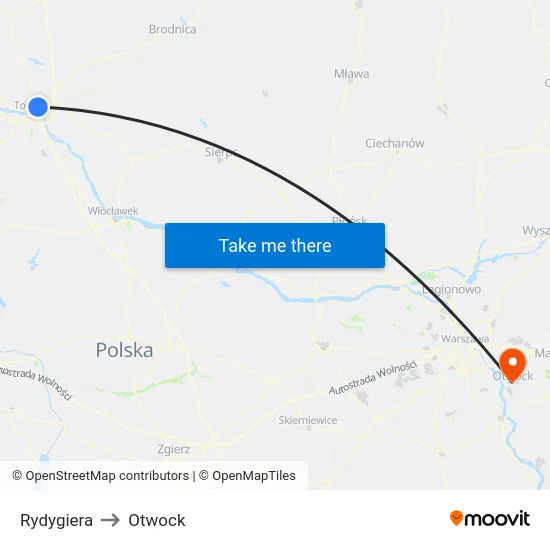 Rydygiera to Otwock map