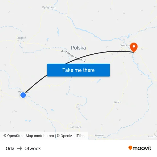 Orla to Otwock map