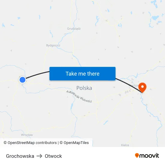 Grochowska to Otwock map